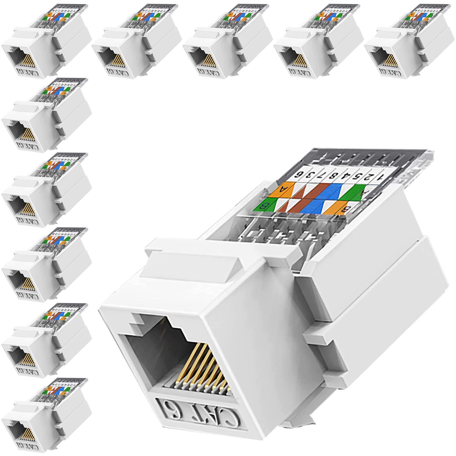 10 sztuk gniazda RJ45 Cat6 Keystone – narzędzie bez użycia narzędzi – gniazdo ścienne Ethernet – łącznik sieciowy Cat6