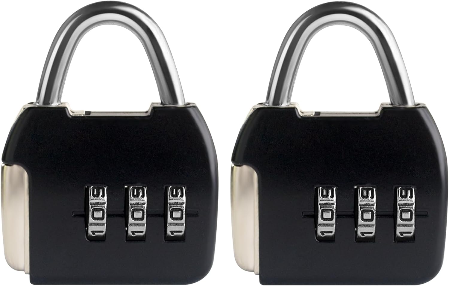 Mała kłódka na szyfr, kłódka 3-cyfrowa, kłódka podróżna do walizki, mini szafka, torba, skrzynka narzędziowa (Czarny+Czarny, Zestaw 2 szt.)