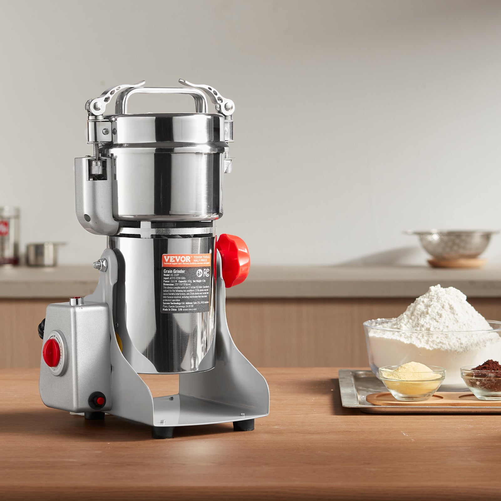 Moulin à épices électrique,VEVOR broyeur à grains commercial de 1500 watts,en acier inoxydable,vibrant,broie rapidement les grains - 8