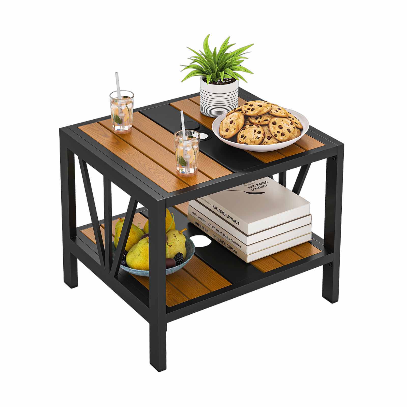 Mesa de Jardín con Orificio para Sombrilla, Mesa de Balcón con Tablero