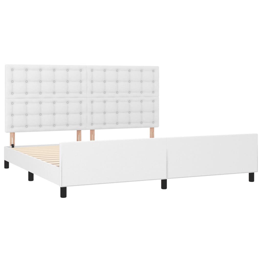 Maison Exclusive - Estrutura cama c/ cabeceira couro artificial 200x200 cm branco - 4