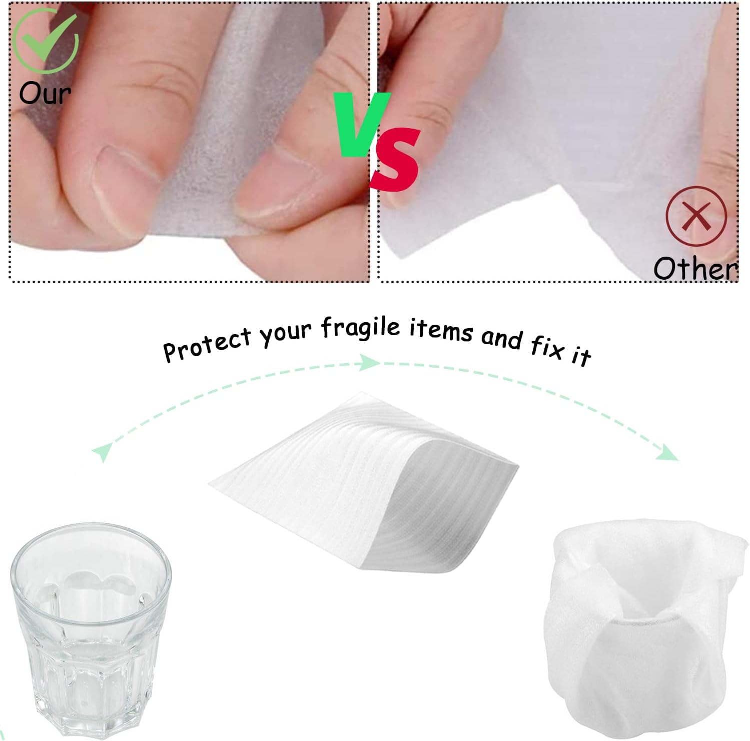 Feuilles Mousse Papier Bulle Déménagement Carton pour Vaisselle Carton Demenagement Verres Plats Assiettes (100PCS) - 4
