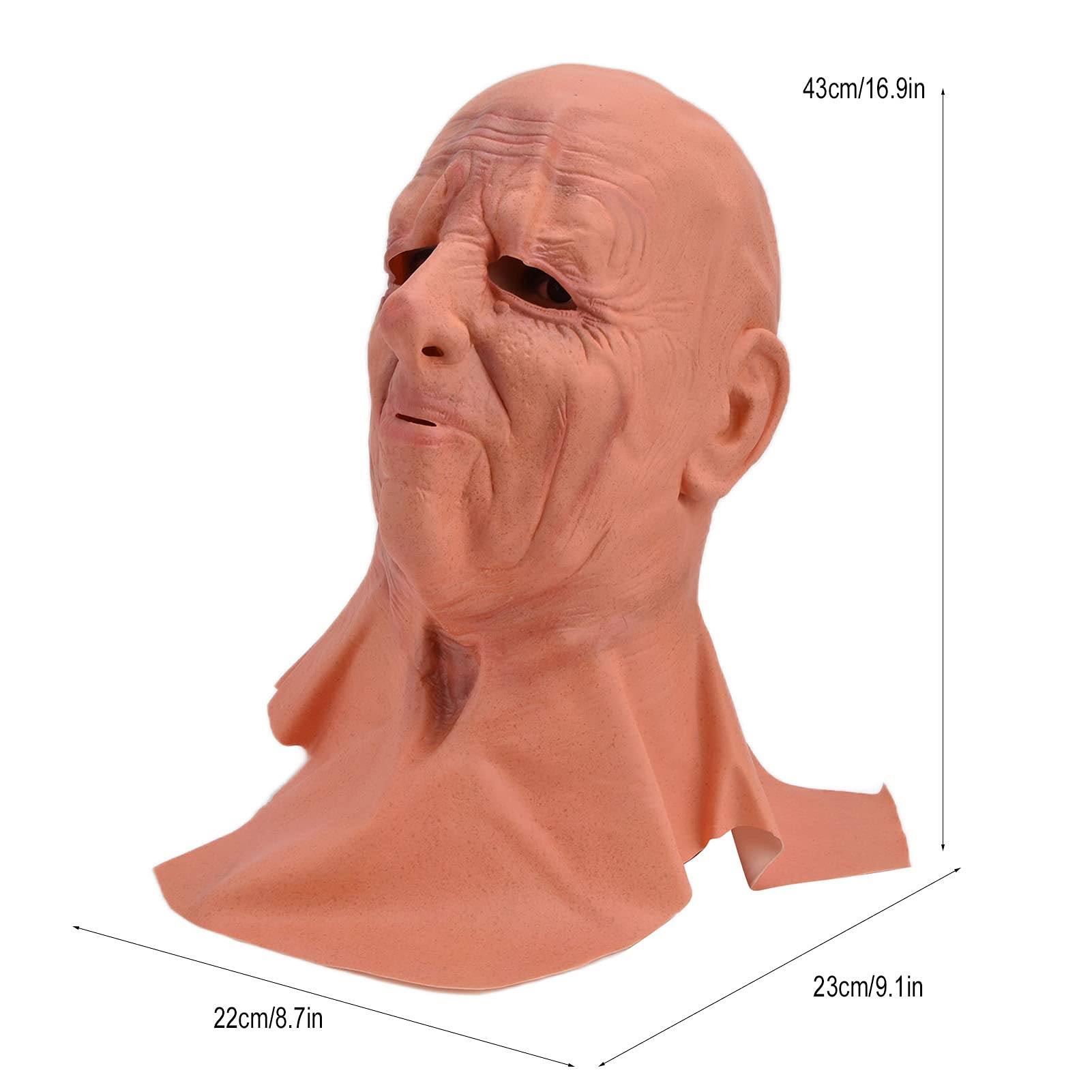 Maschera da uomo anziano di Halloween, maschera in lattice per