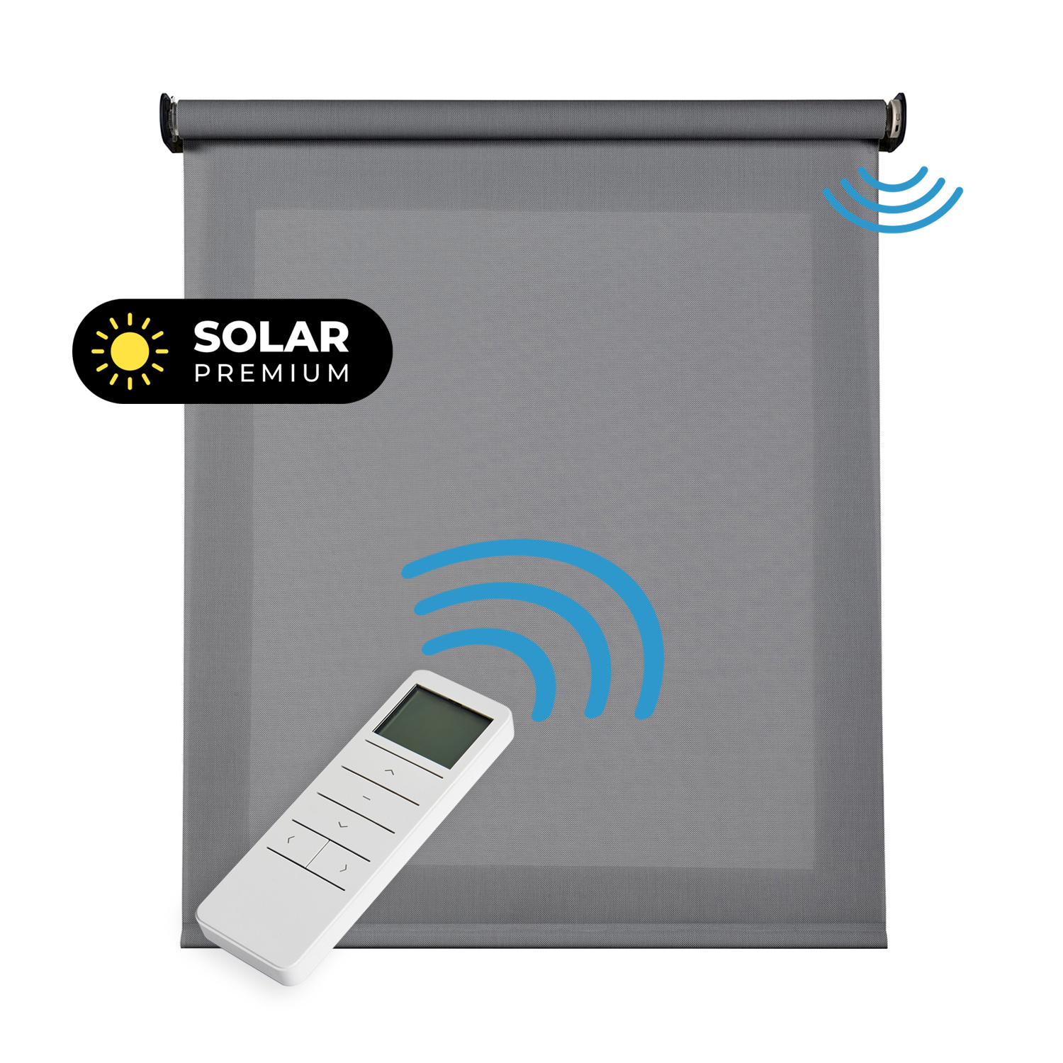 Estores enrollables motorizados screen premium con acabados en aluminio tejido técnico con motor y mando gris oscuro 140x180 cm