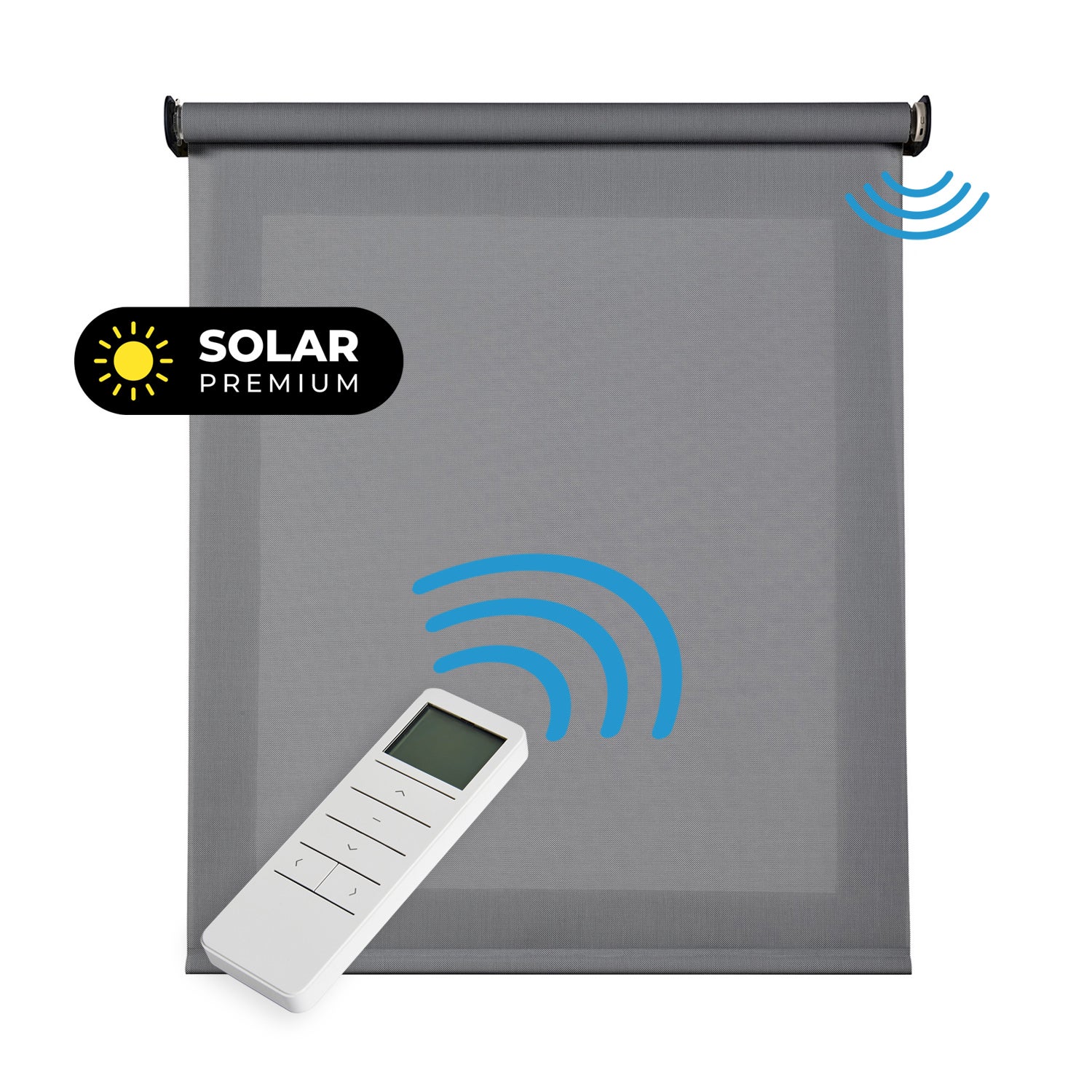 Estores enrollables motorizados screen premium con acabados en aluminio tejido técnico con motor y mando gris oscuro 160x180 cm