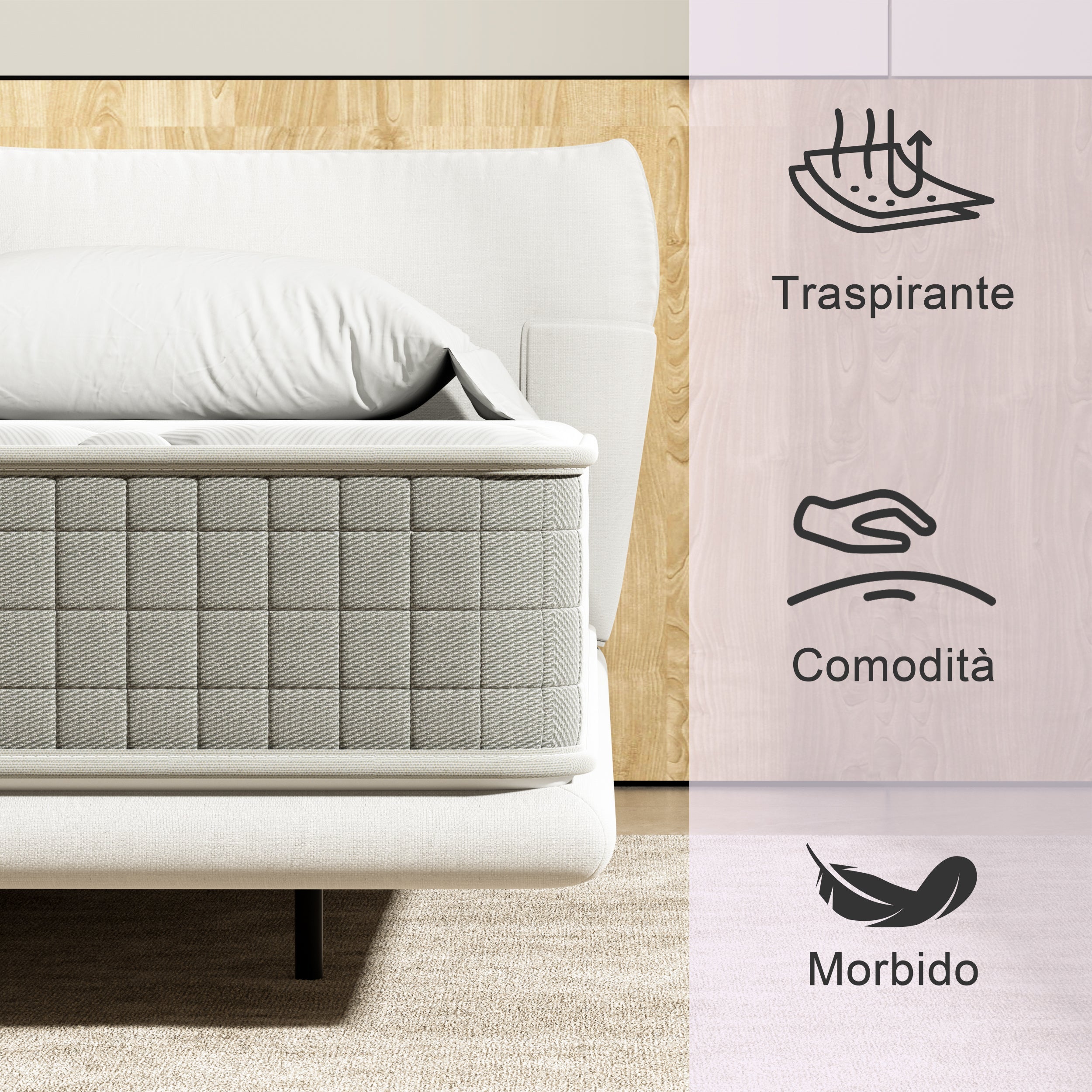 DEWINNER Matelas en mousse 140x190 cm - 25 cm de hauteur - 4