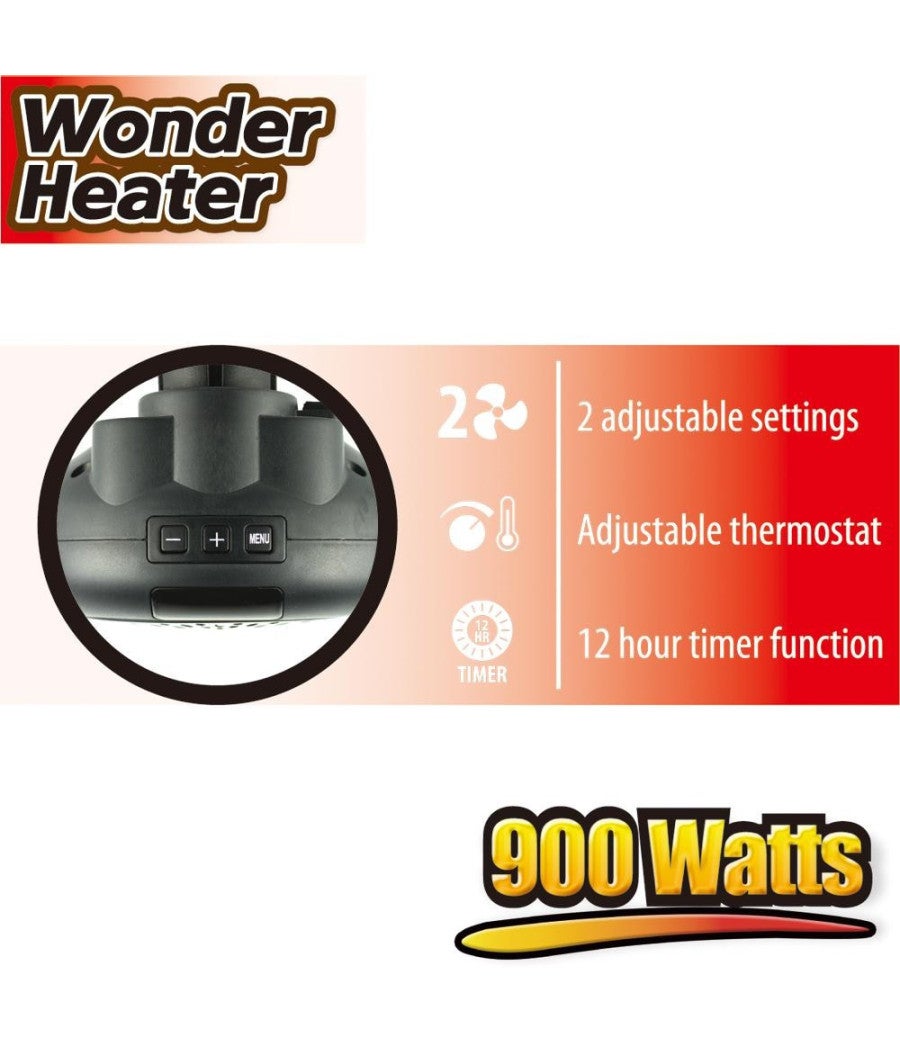 Trade Shop - Stufa Elettrica Portatile 900w Wonder Heater Portatile Regolabile Da 15° A 32°c - - 7