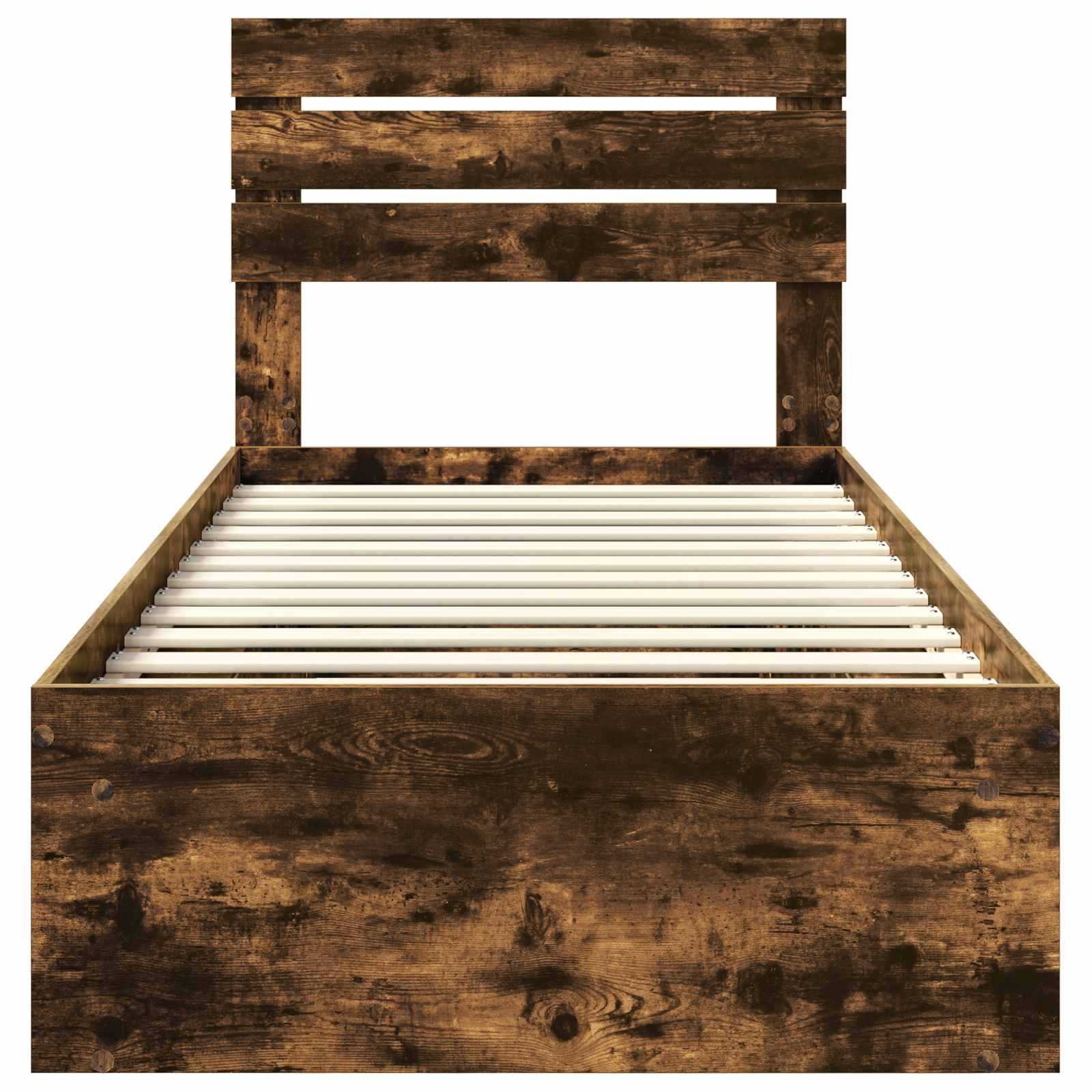 Cadre de lit avec tête de lit chêne fumé 75 x 190 cm en pin massif - 7