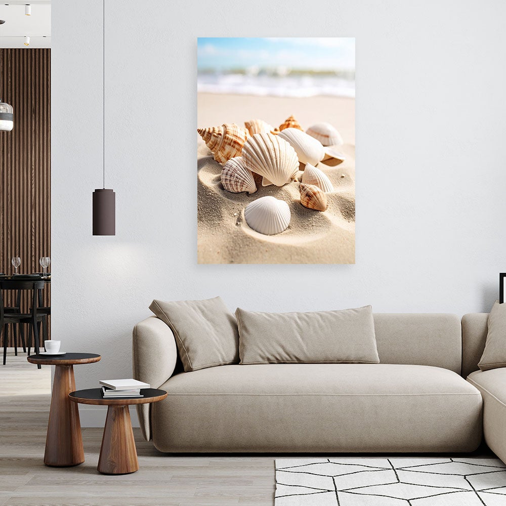 Obraz do salonu kuchni biura, Muszle plaża natura beżowy 70x100