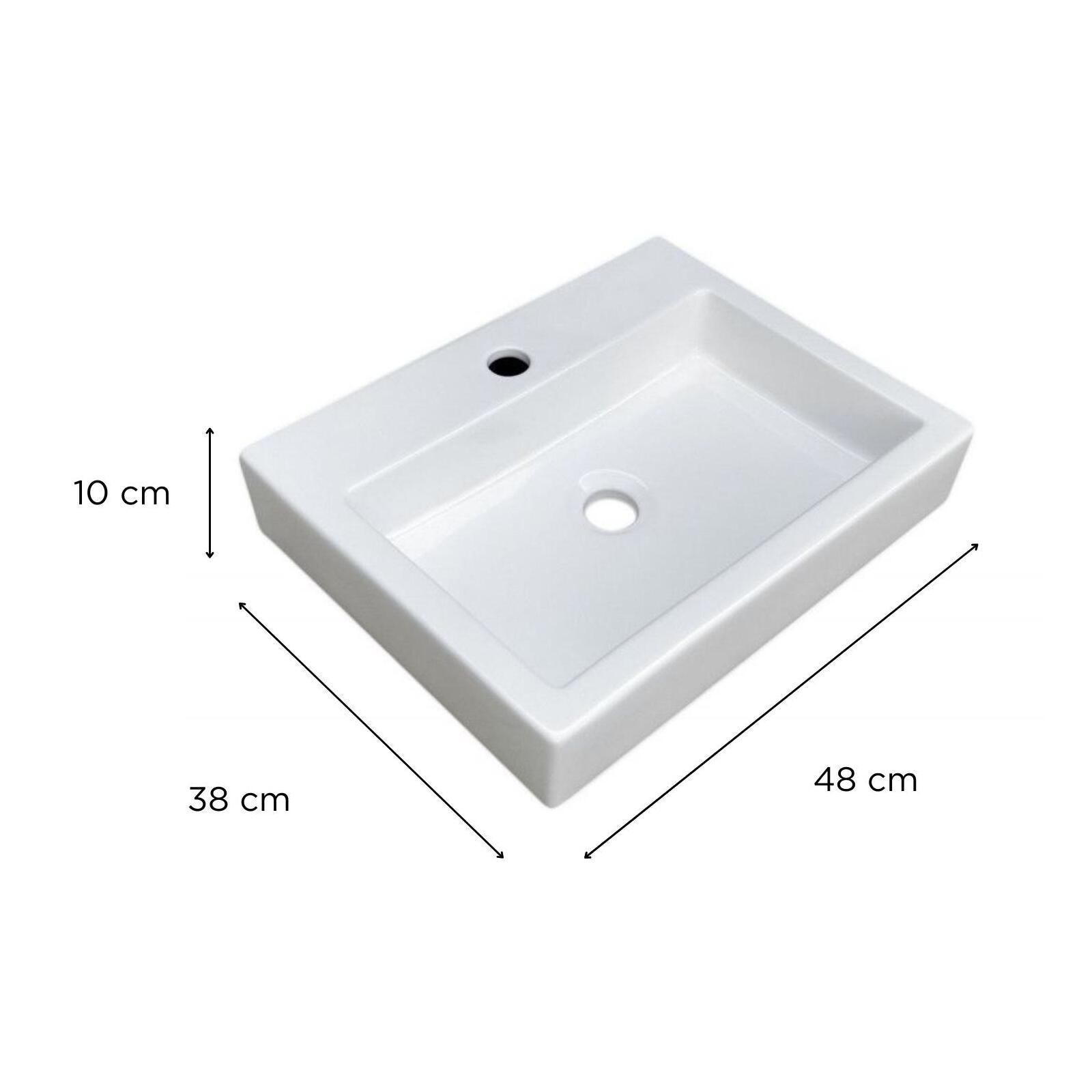 Lavabo da appoggio rettangolare in ceramica bianca PADI 48x38cm - 3