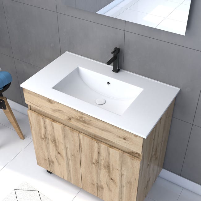 Mobile Bagno a Terra 60 Cm Due Cassetti Specchio Quadrante Con Barra L Mobile Bagno a Terra 60 Cm Due Cassetti Specchio Quadrante Con Barra L