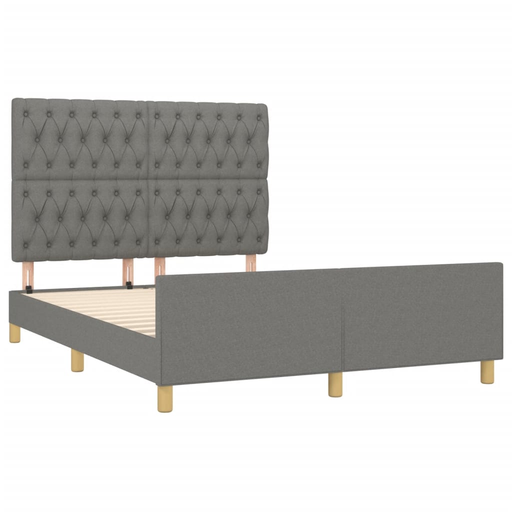 Cadre de lit sans matelas gris foncé 140 x 200 cm en tissu - 4