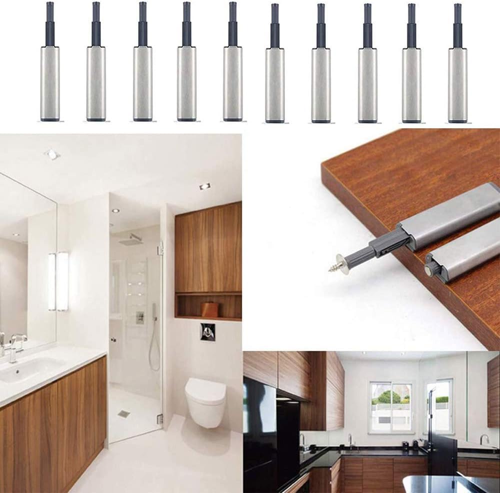 10pcs Push to Open Latches, Push to Open System Buffers for Cabinet Door Drawer Latches with Magnetic Tip for Doors, Cabinets, Drawers - 8