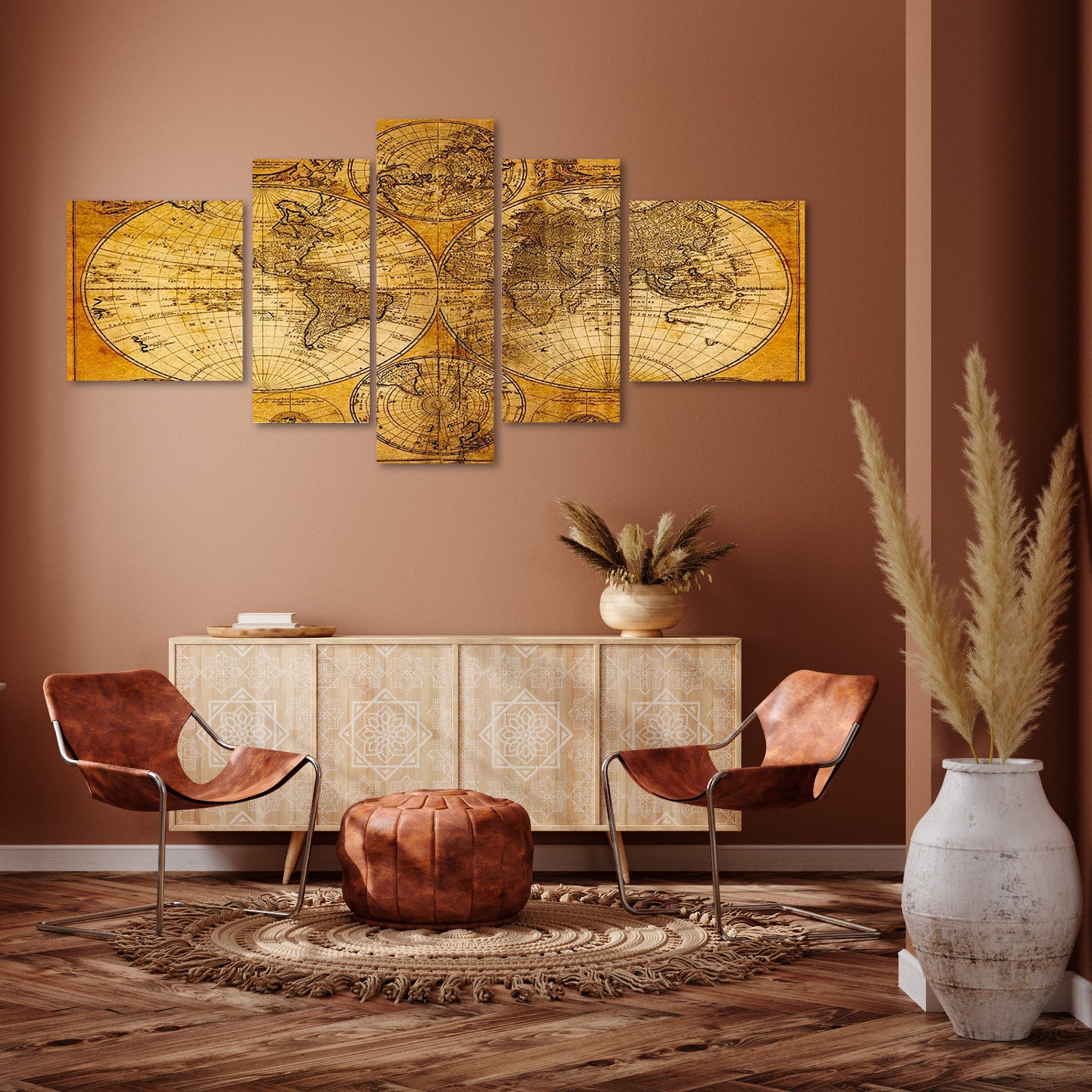 DekoArte - Impression Sur Toile Moderne | Décoration Pour Le Salon Ou Chambre | Carte Du Monde Antique | 180x85cm XXL - 3