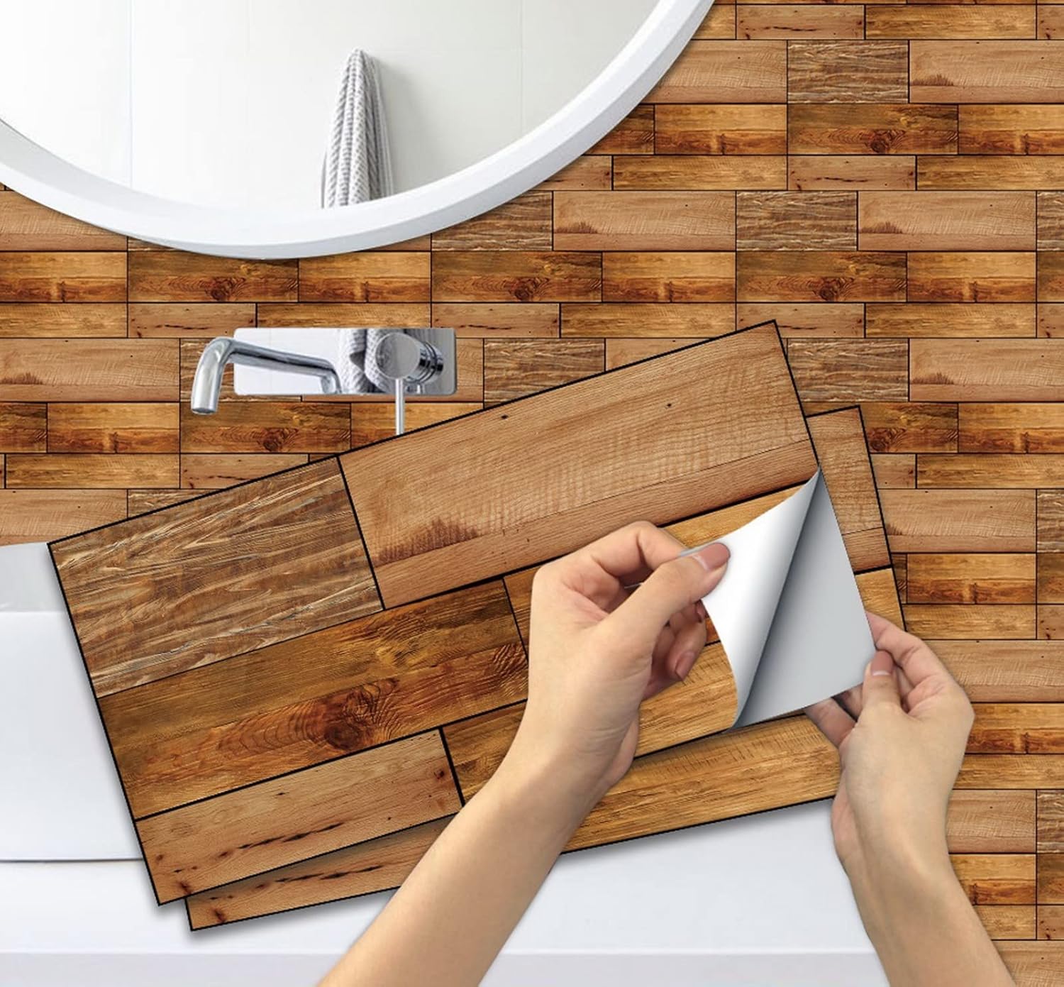 Cendray 20 Autocollants Carrelage PVC Marron (15x15cm) – Rétro, Étanche Pour Cuisine Et Salle De Bains