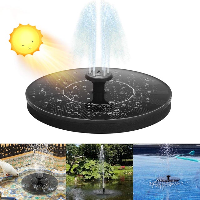 Fontaine Solaire Extérieur 1,4 W Fontaine Solaire Pompe avec 4 Tiges de Support et 4 Styles Fontaine Cascade Solaire Max 65cm High pour Jardin