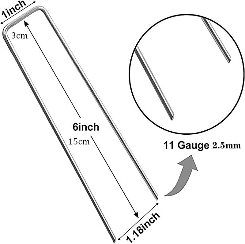 Clous en U Acier Galvanisé 30pcs - Piquets de Fixation Solide pour Toile de Jardin, Bâche, Gazon Synthétique - Accessoire Verger/Serre/Potager - 2
