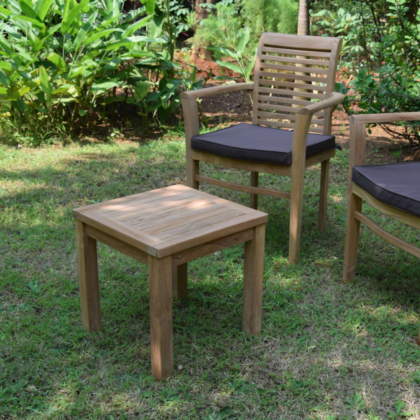 Table basse de jardin carré en Teck Marron - 3