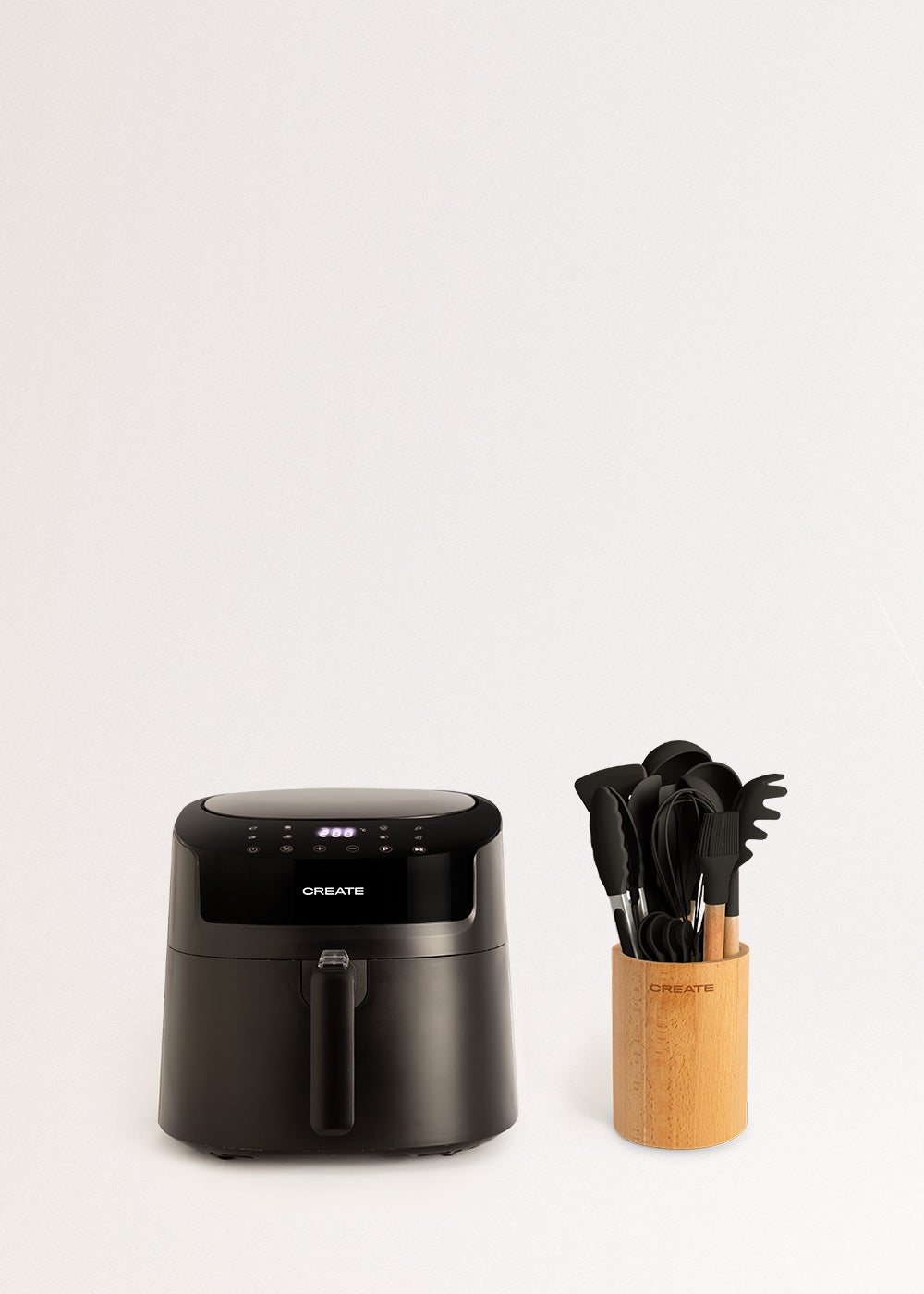 CREATE - Zestaw AIR FRYER PRO LARGE 6.2 L + Komplet akcesoriów kuchennych - Noir
