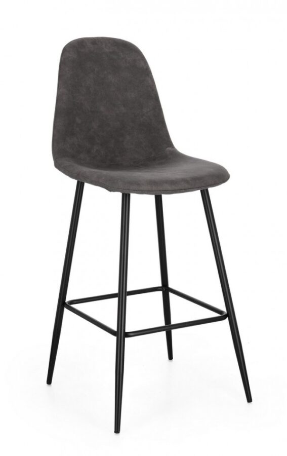 Juego de 4 taburetes de bar de acero, negro/gris oscuro