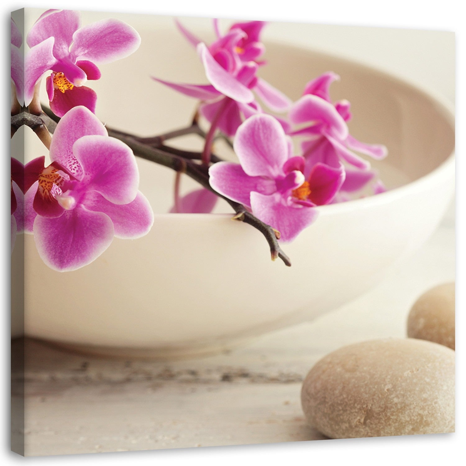 Obraz na płótnie, Różowe orchidee zen shabby chic 30x30