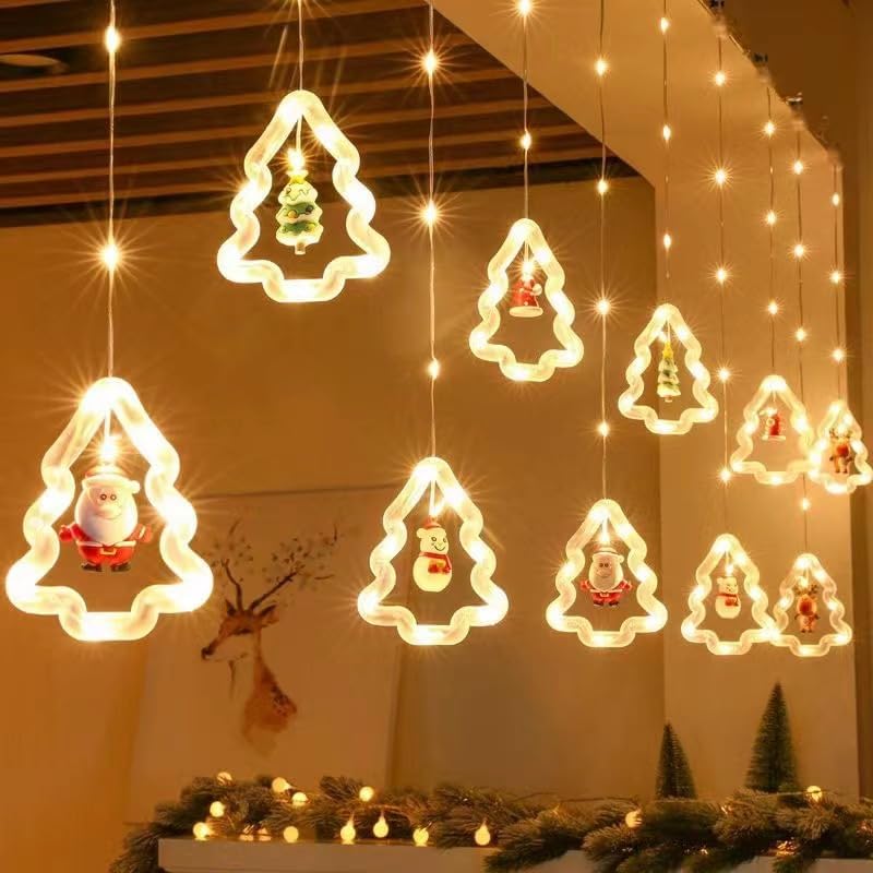 Lampki Świąteczne Okienne Świąteczne Lampki Okienne Wisząca Dekoracja LED Świąteczna Światełka LED Świąteczne Świąteczny Żyrandol Przyssawkę sypialni
