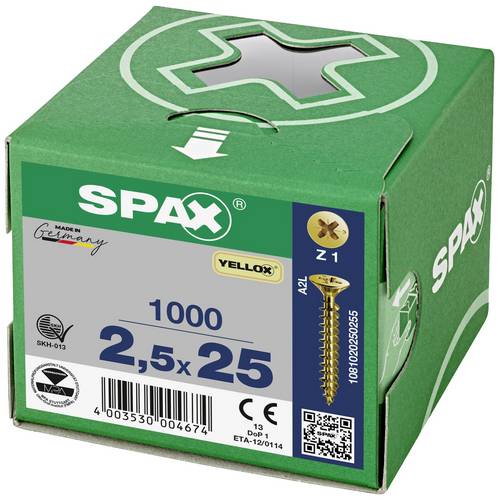 Vis agglo SPAX SeKo cruciforme Z 2,5x 25 galvanisé Jaune HP (Par 1000) - 3