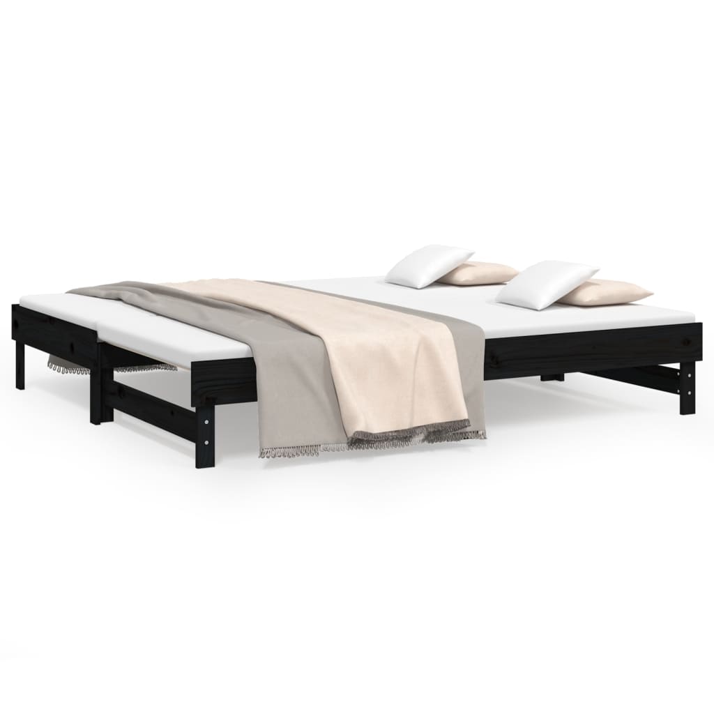 Lit coulissant sans matelas noir 2x(100x200) cm vidaXL - 2