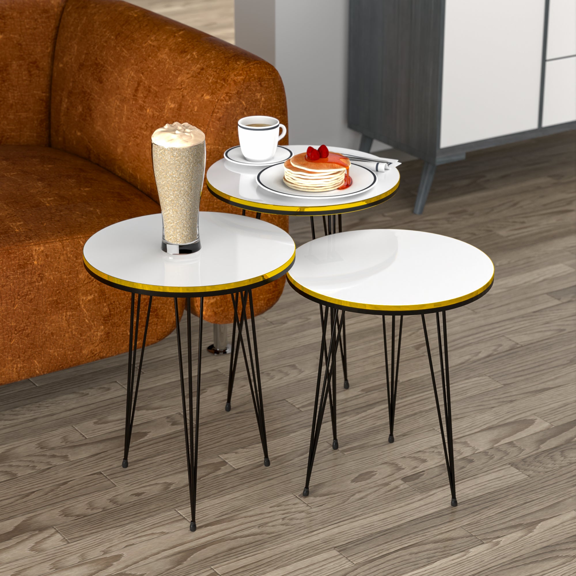 FurnitureR Nido De 2 Mesas, Mesas De Centro Nido Rectangulares En Forma