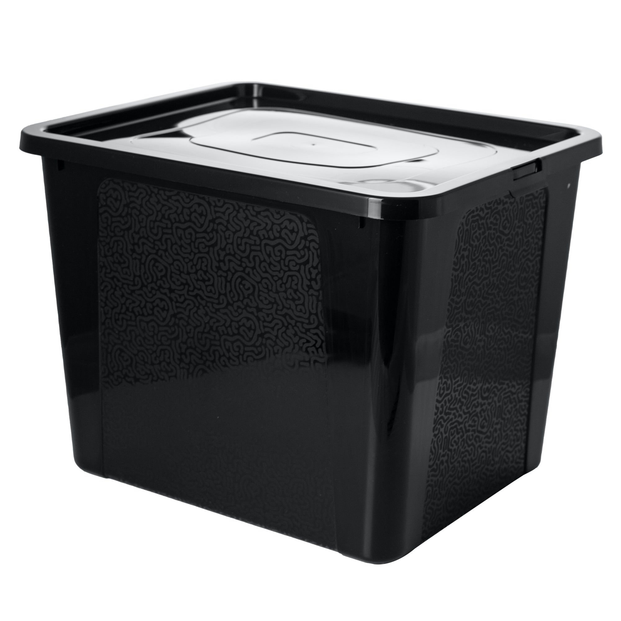 Pojemnik Pudło Plastikowe Pojemniki Z Pokrywą MultiBox 40x33x30 cm, 30 L Czarny