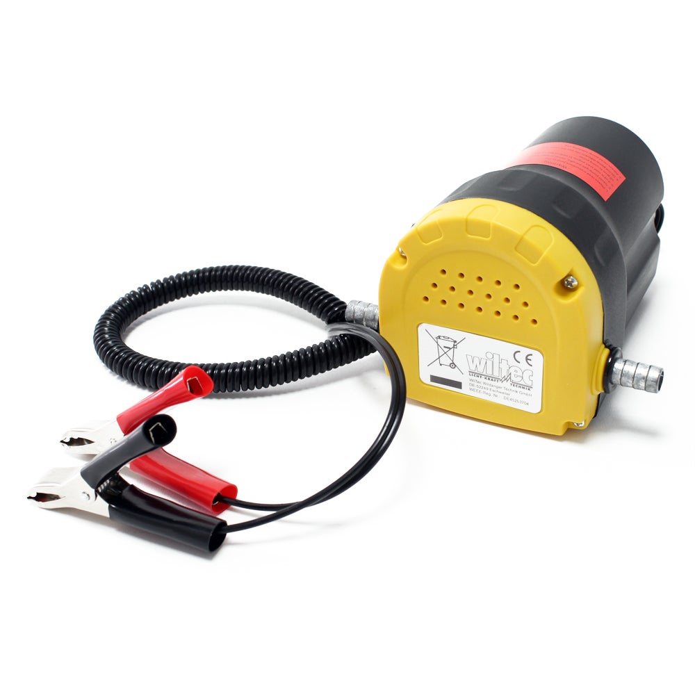 Wiltec Pompe d'aspiration à Fuel Diesel – 12 V / 60 W / 1,5 l/min – avec Tuyaux et bornes de batterie – Pour gazole et huile de diesel, vidange tra... - 2