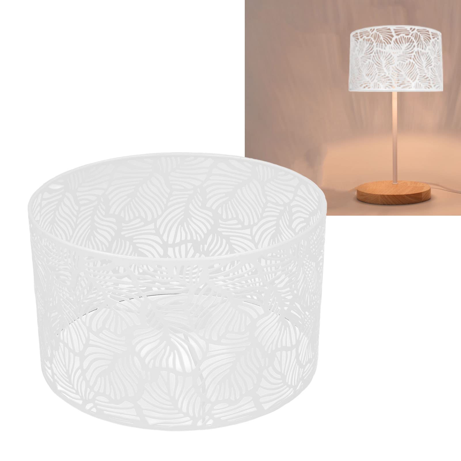 Abat-jour Tambour Moderne En Fer Blanc – Pour Ampoules E14/E27, Diamètre 25 Cm, Hauteur 16 Cm (Blanc)