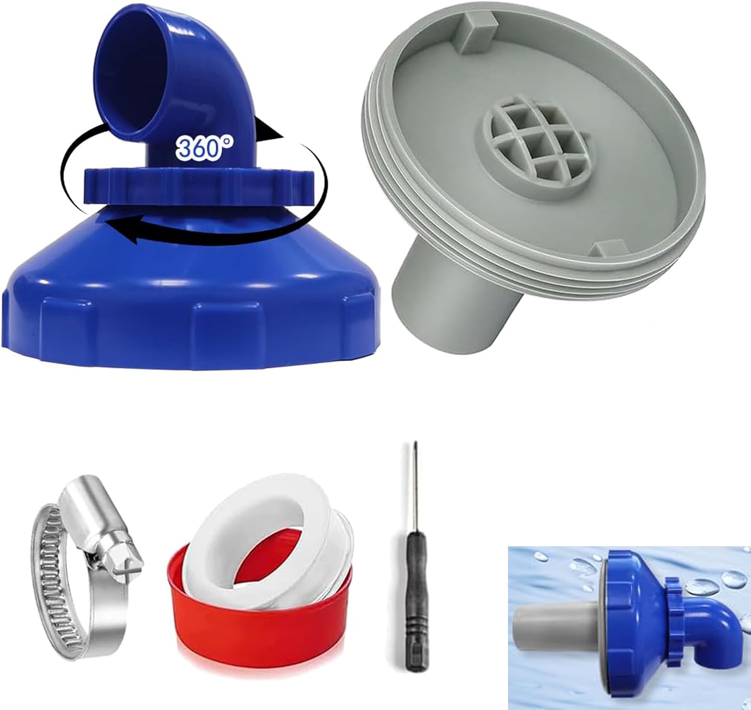 Obrotowa dysza do napełniania basenu 360° do dyszy wylotowej basenu Intex Bestway, akcesoria, akcesoria basenowe, złącze węża