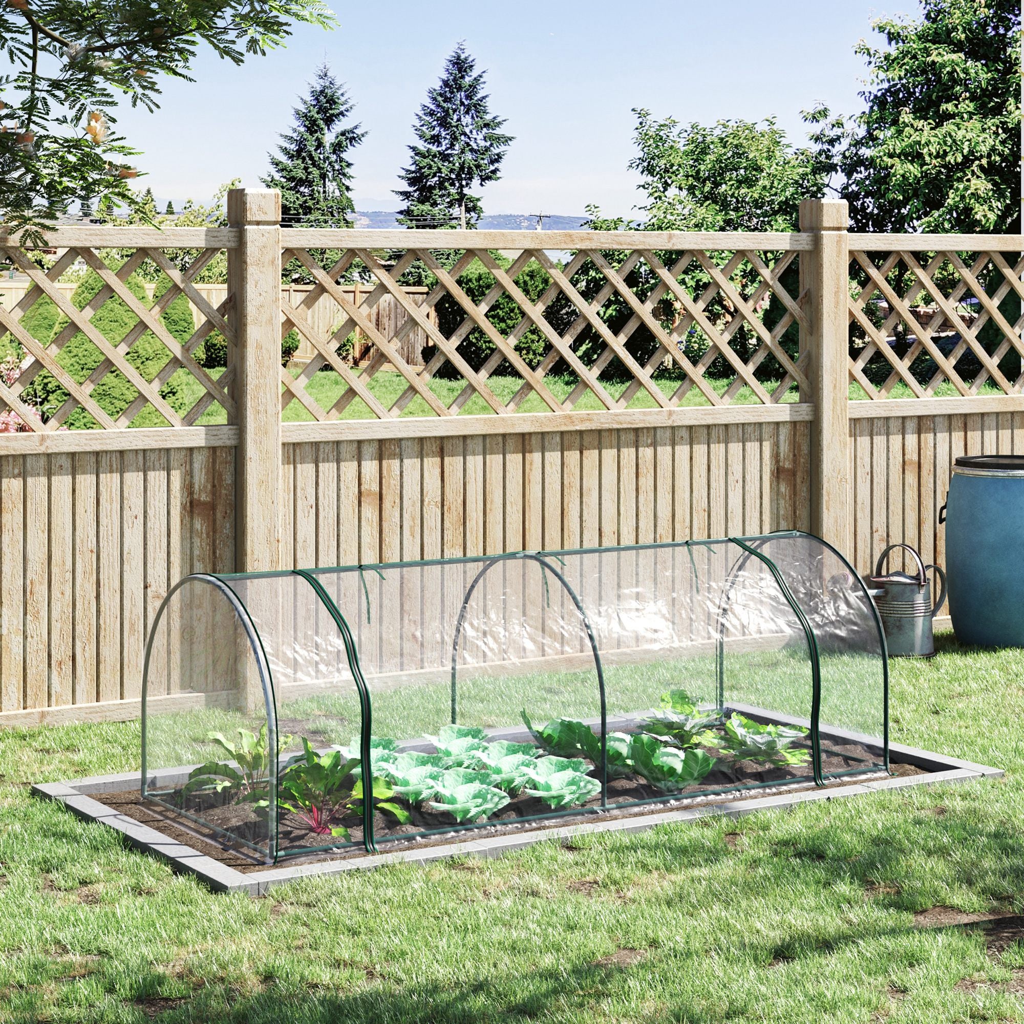 Serre de Jardin Tunnel mini serre tunnel serre à tomates 2,5L x 1l x 0,8H m Grande Porte zippée bâche PVC Transparent métal époxy Vert - 2