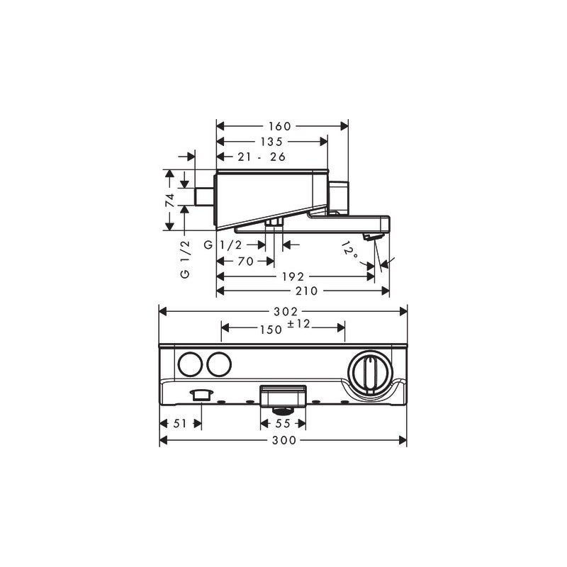 Mitigeur bain douche thermostatique HANSGROHE ShowerTablet Select 300 blanc et chromé - 2