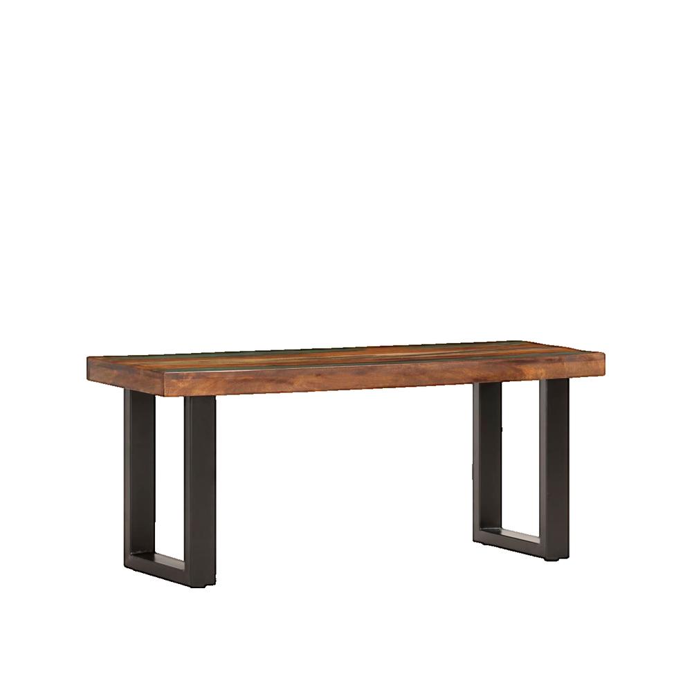 Vidaxl Banco De Madera Maciza Reciclada Y Acero 110 Cm Marrón/Negro , Leroy Merlin