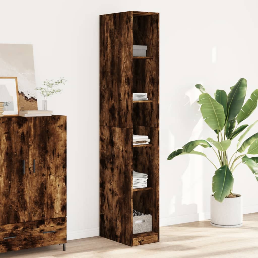 Garde-robe | Armoire de rangement chêne fumé 30x50x200 cm bois d'ingénierie CFW933066 - 2