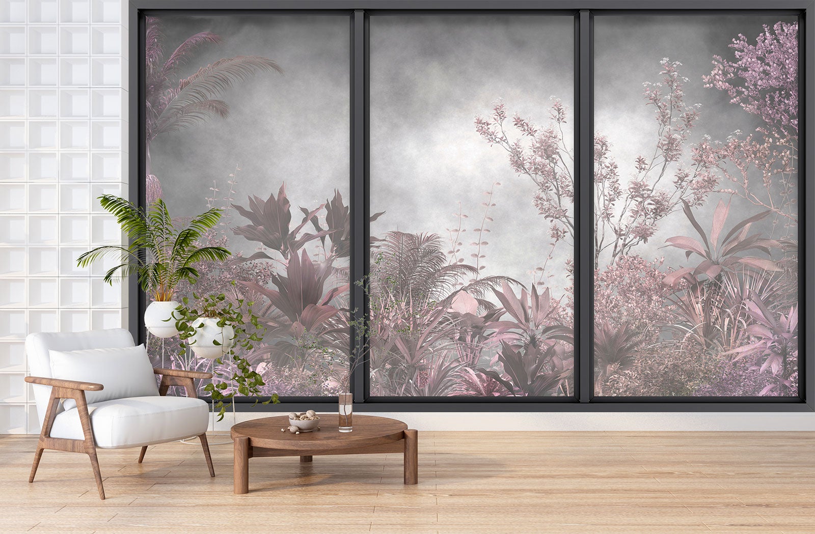 Papier peint panoramique Trompe l'oeil baie vitrée - Jungle - Largeur 325 cm x Hauteur 195 cm - 3