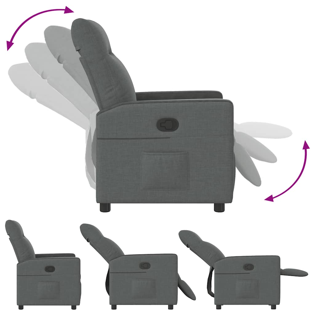 Fauteuil de télévision | Fauteuil inclinable Gris foncé Tissu CFW90837 - 6