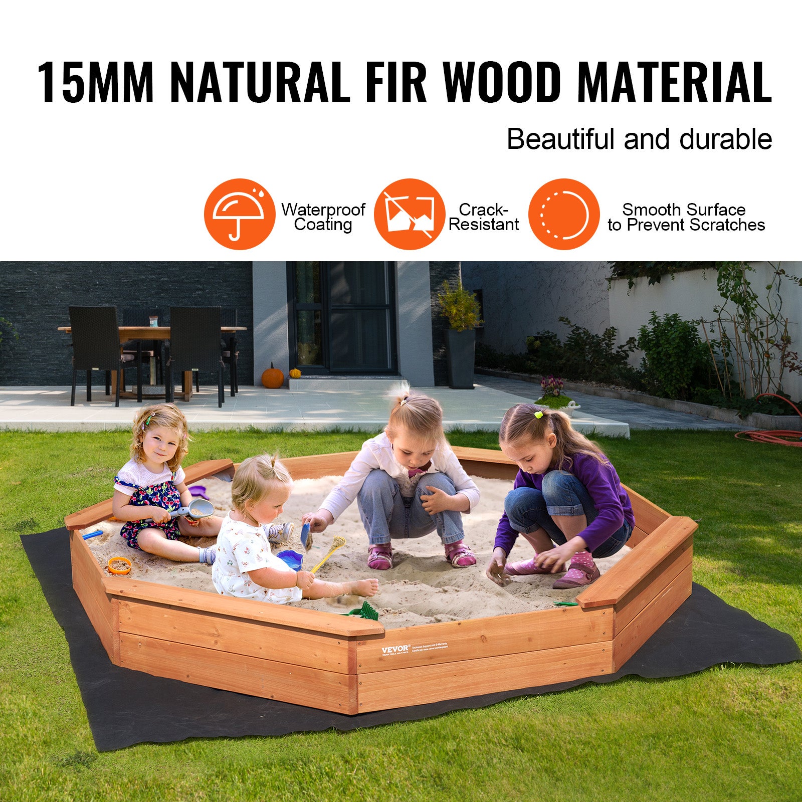Cama de areia dobrável,VEVOR 1920 x 1920 x 230 mm,cama de areia octogonal com 4 lados e fundo duplo,jardim exterior,praia,parque - 3
