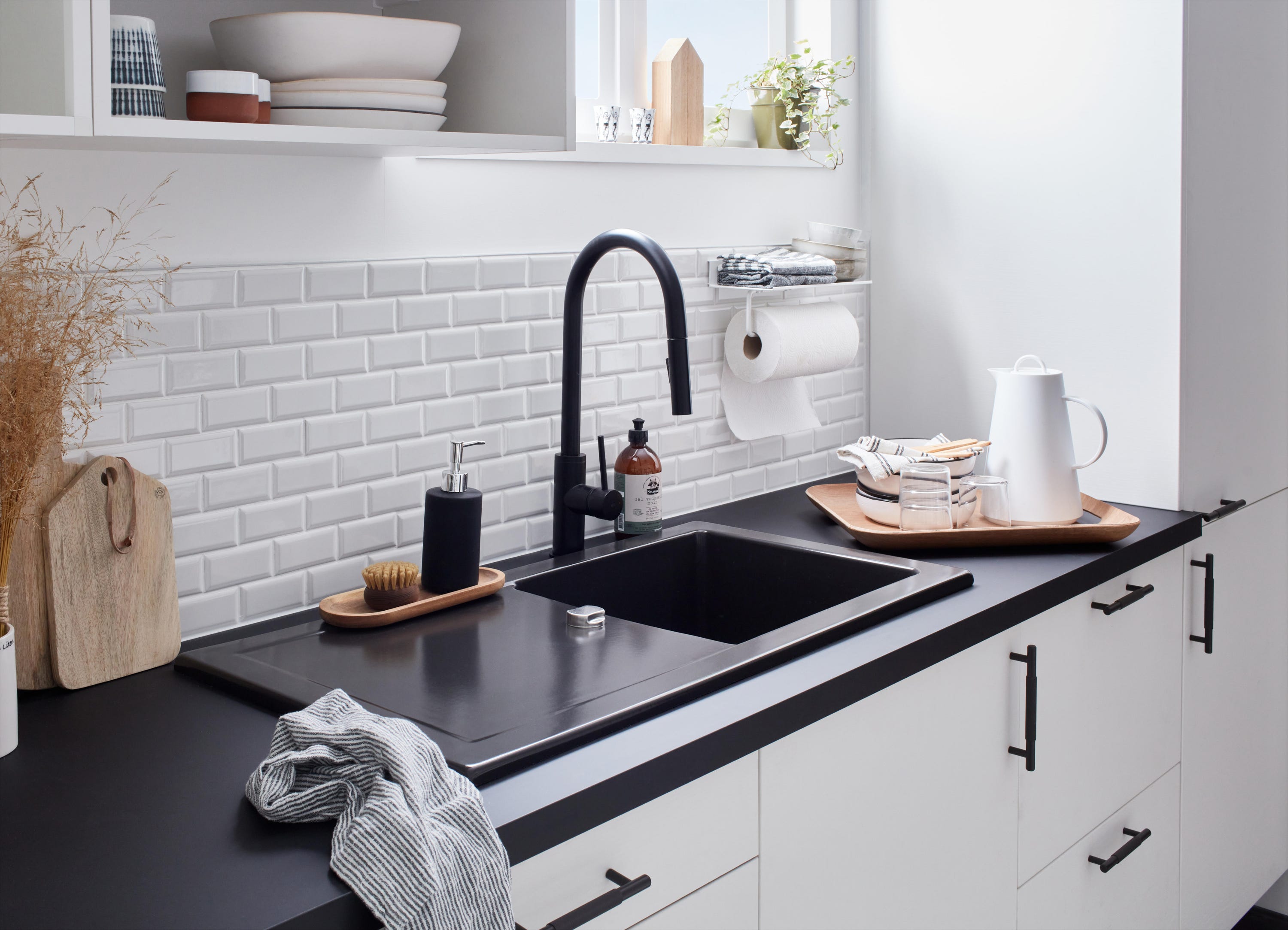Bateria kuchenna z wyciąganą wylewką czarna ESSEBAGNO Foga - 7