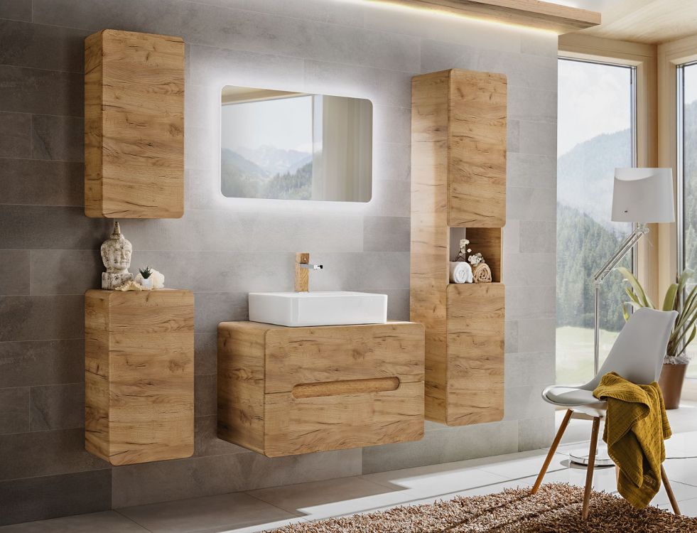 Mobilier rangement suspendu 1 porte couleur chêne - Baltik - 3