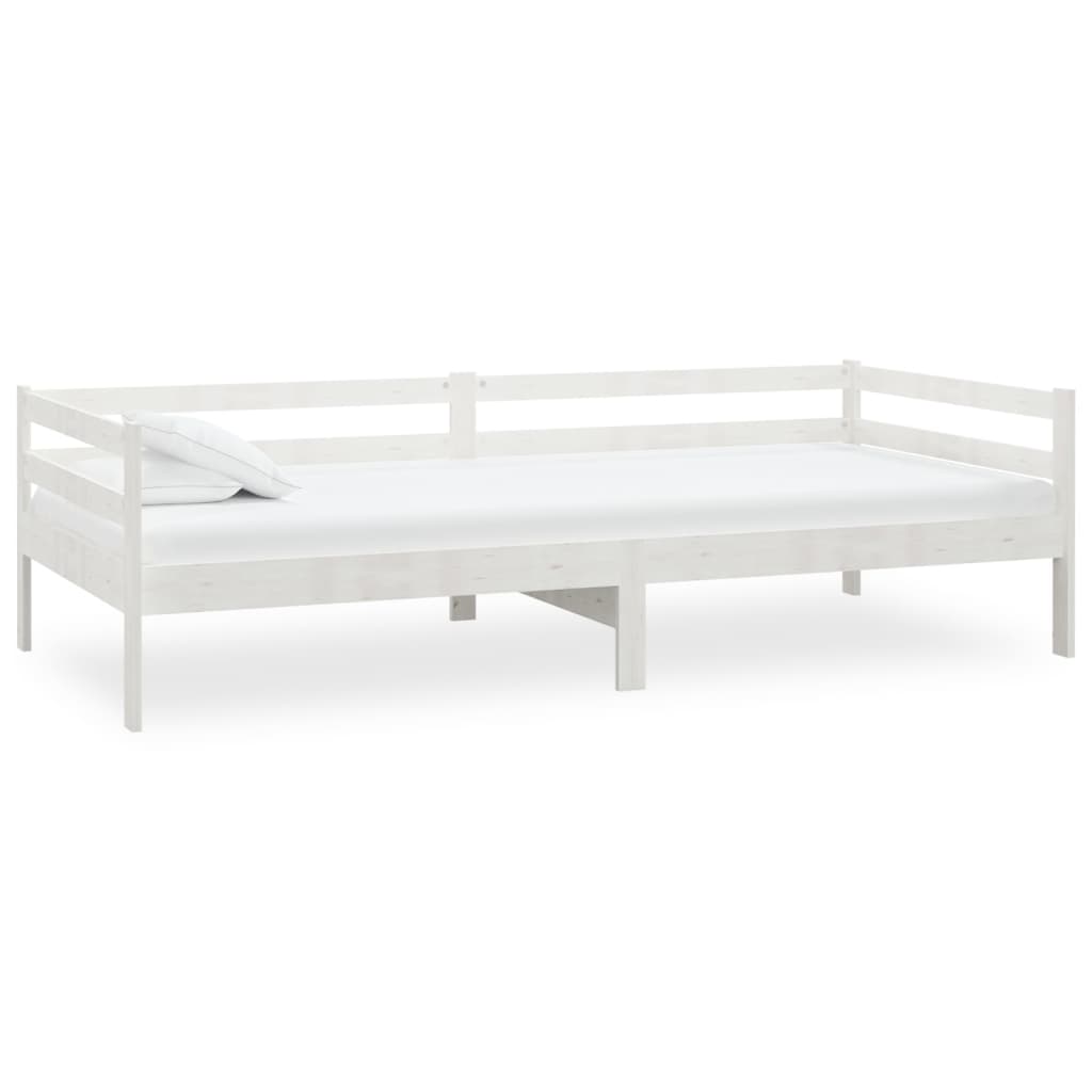 Łóżko Dzienne Białe Drewniane Rama Łóżka Drewniana Ze Stelażem Do Sypialni Pokoju 90x200 cm