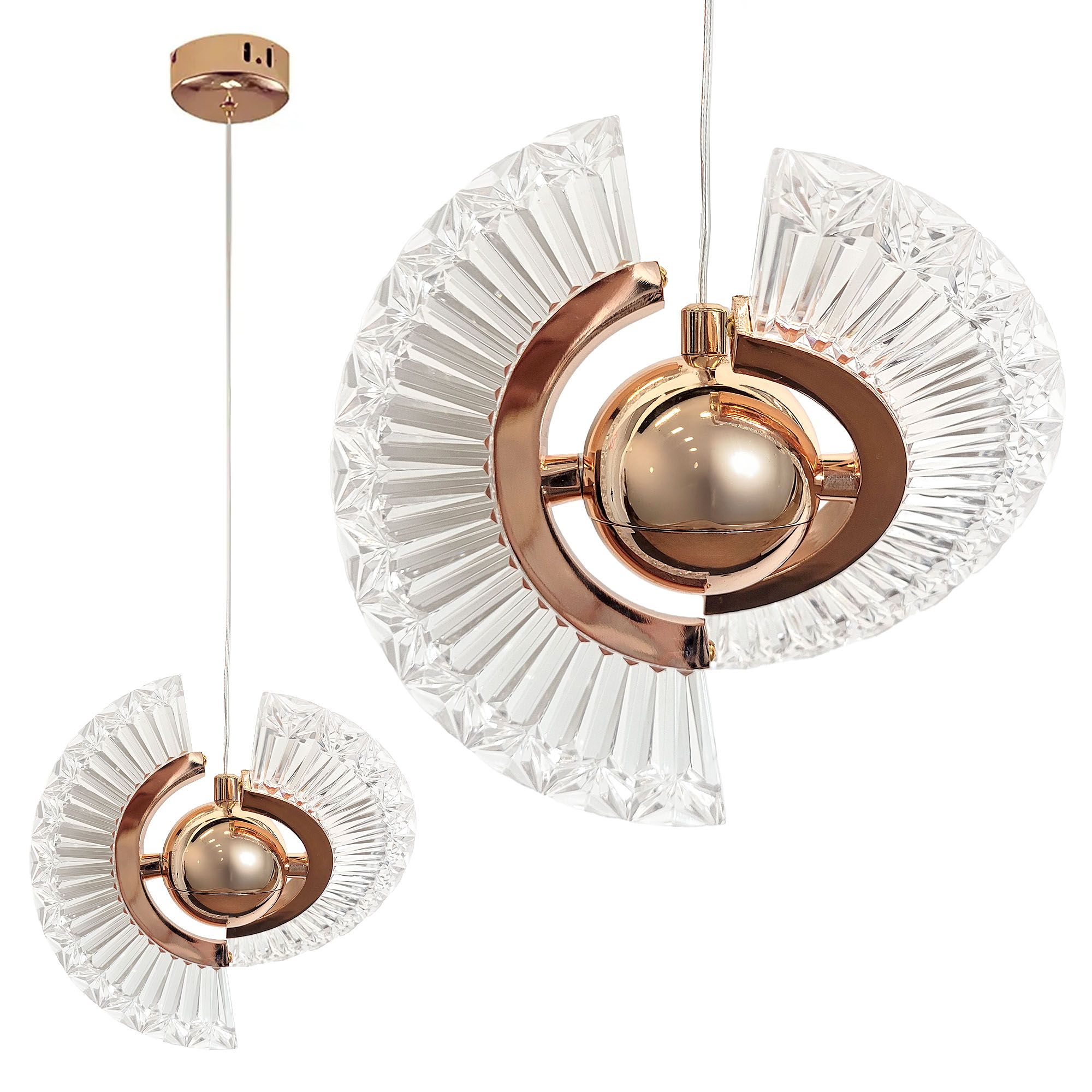 Lampa Sufitowa Wisząca Led Toolight Lhj108-2Cp Złoty, Różowe Złoto