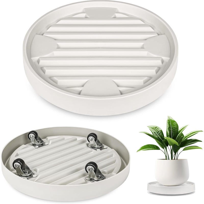 Beżowy wózek na doniczki z kółkami, średnica wewnętrzna 28,3 cm, do użytku wewnątrz i na zewnątrz, 1 sztuka