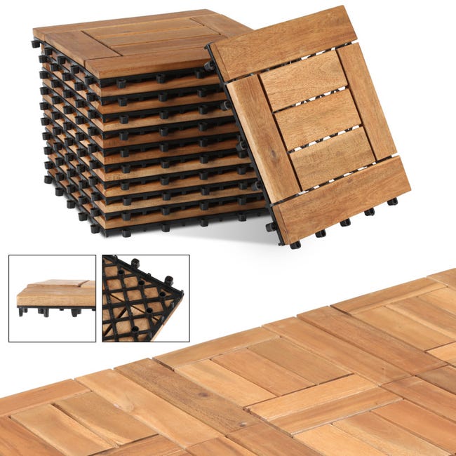 GYMAX Coffre De Terrasse En Bois D'Acacia - Boîte Rangement Jardin Et Banc 160kg