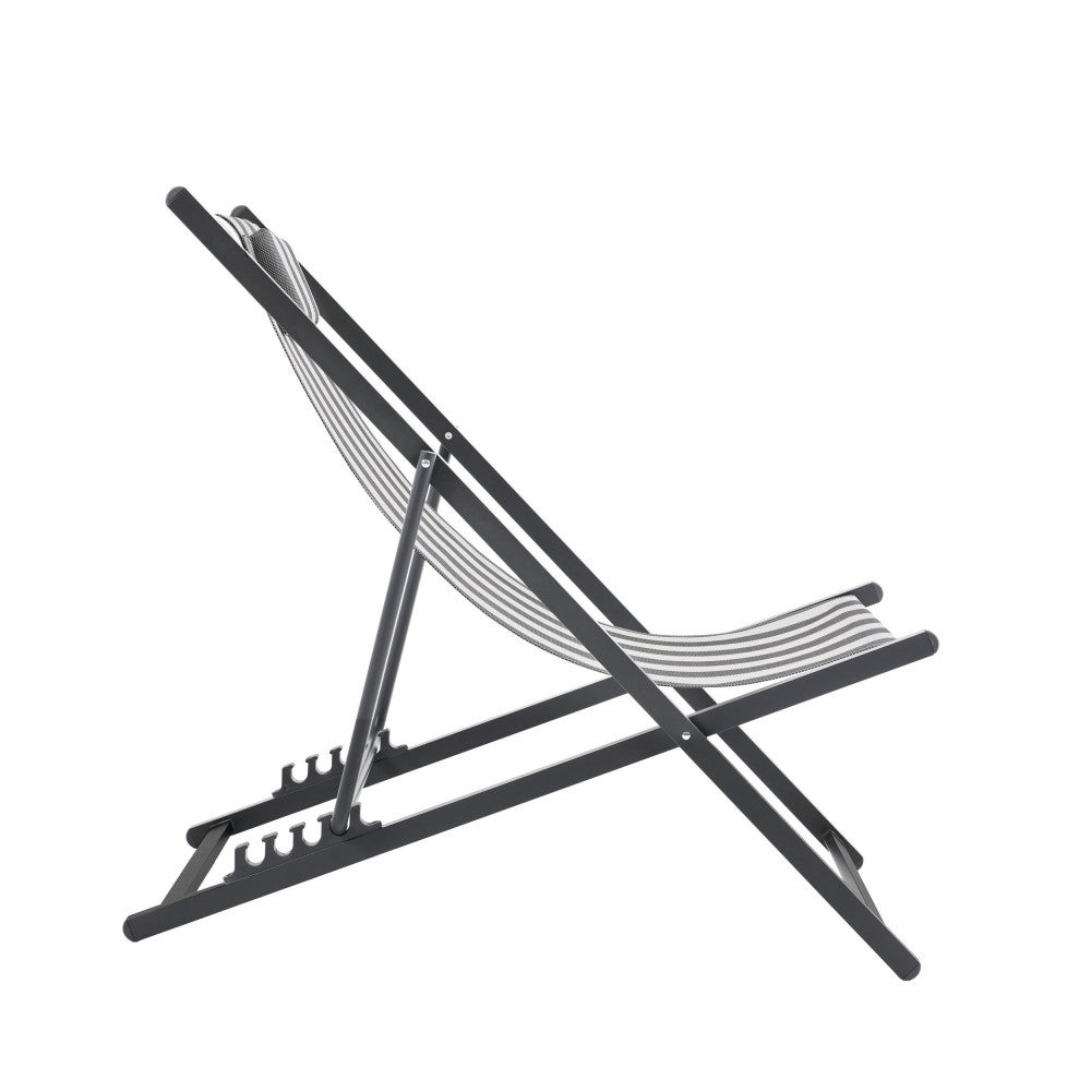Lot 2 chiliennes aluminium transat jardin chaise longue extérieur terrasse Brisa - 5