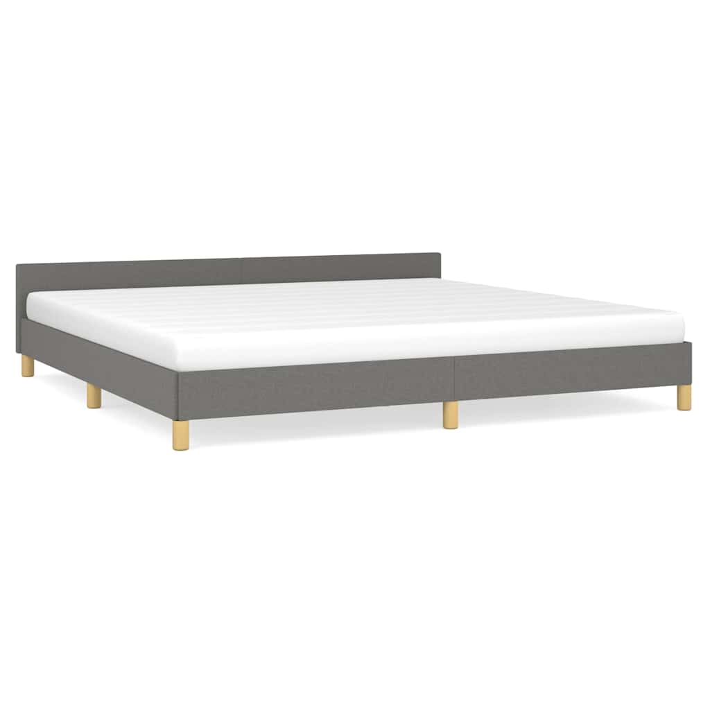 Cadre de lit sans matelas gris foncé 200 x 200 cm tissu - 2