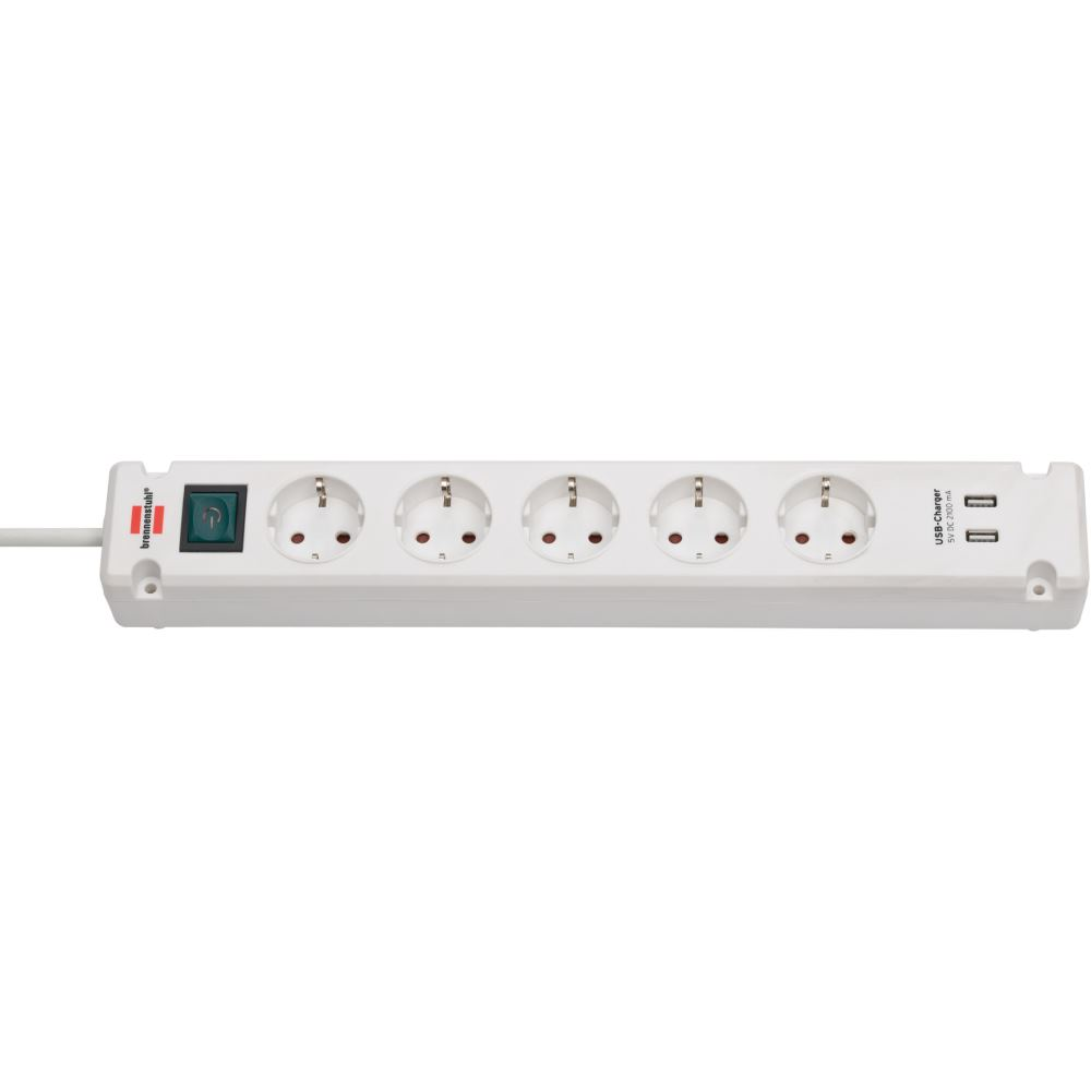 Brennenstuhl Bremounta Bande De Puissance Avec Chargeur USB 5x 3m Blanc ...