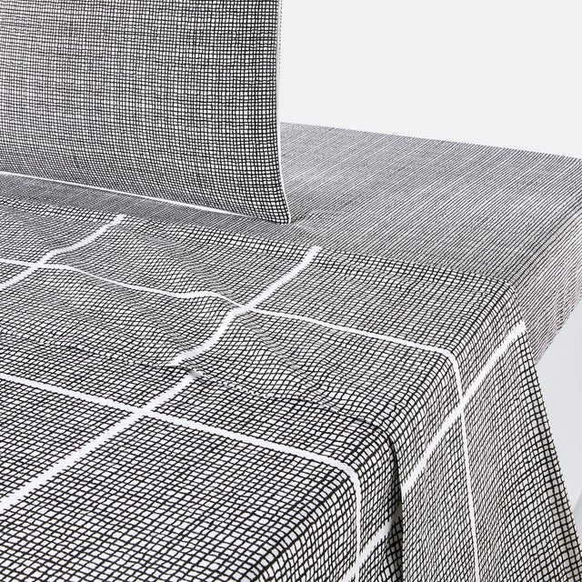 Drap pur coton, Jinties - Blanc/noir - 180 x 290 cm
